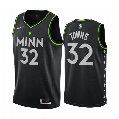 Nike Minnesota Timberwolves #32 Karl-Anthony Towns Black Youth NBA Swingman 2020-21 City Edition Jersey
